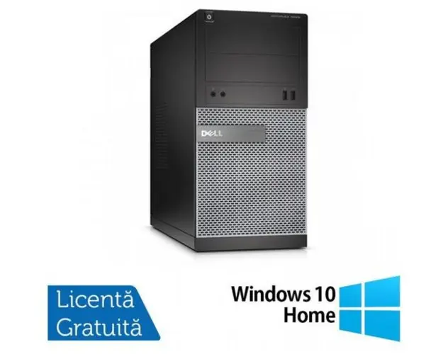 Calculator Sistem PC Refurbished DELL Optiplex 3020 Tower, Intel Core i7-4790 3.60GHz, 8GB DDR3, 500GB SATA, DVD-RW + Windows 10 Home (Negru)