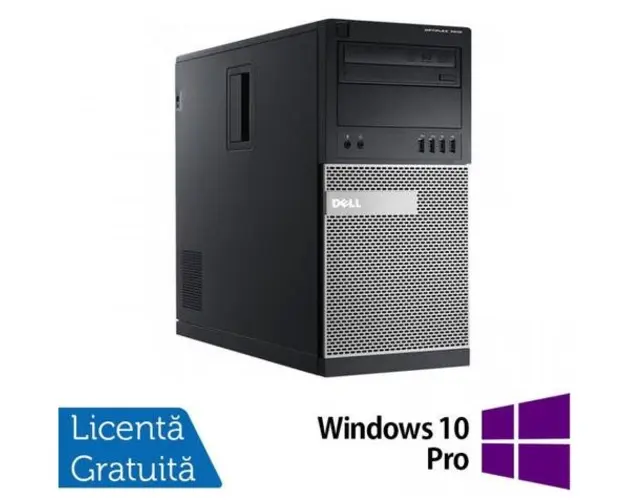 Calculator Sistem PC Refurbished Dell OptiPlex 7010 Tower, Intel Core i5-3470 3.20GHz, 8GB DDR3, 240GB SSD, DVD-RW + Windows 10 Pro (Negru)