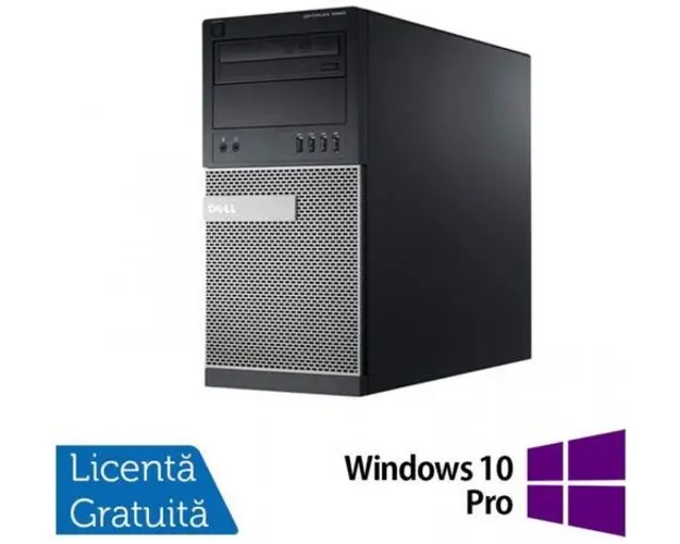 Calculator Sistem PC Refurbished Dell OptiPlex 790 Tower, Intel Core i3-2100 3.10GHz, 4GB DDR3, 500GB SATA, DVD-RW + Windows 10 Pro (Negru)