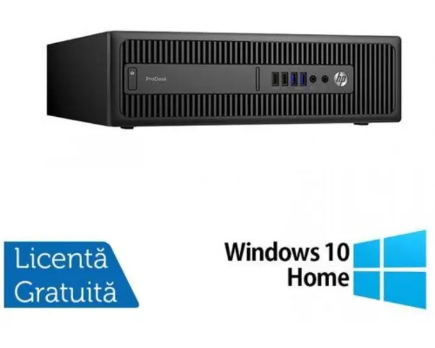 Calculator Sistem PC Refurbished HP Prodesk 600 G2 SFF, Intel Core i3-6100 3.70GHz, 8GB DDR4, 240GB SSD + Windows 10 Home (Negru)
