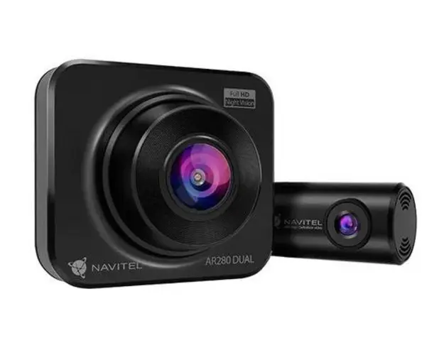 Kit camera Auto Dual Navitel AR280, Full HD, 12 Mpx, GPS, Night Vision, 140, G-Senzor (Negru)
