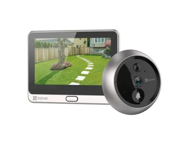 Camera de supraveghere Ezviz DP2C cu sonerie, 2MP, 1080p, IR5m, baterie de 4600 mAh, ecran color de 4.3inch, unghi larg de 155 si senzor PIR, audio bidirectional si vizualizare live disponibila