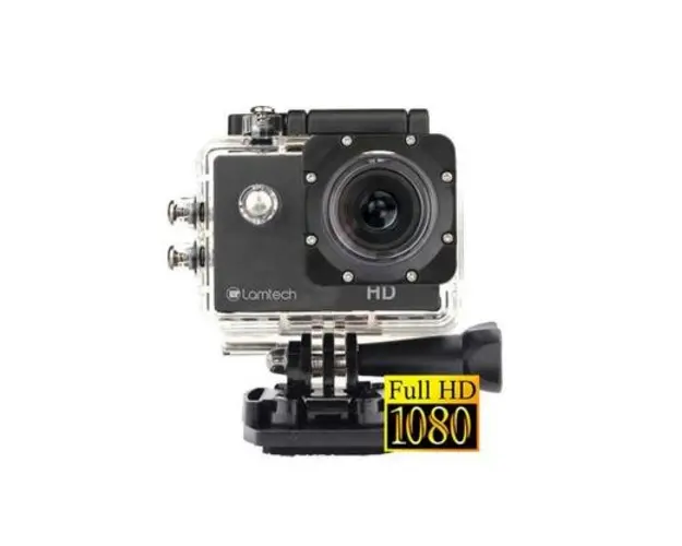 Camera video de actiune Lamtech LAM021158, Full HD 1080p, Rezistenta la apa 30 m, Ecran LCD 2inch (Negru)