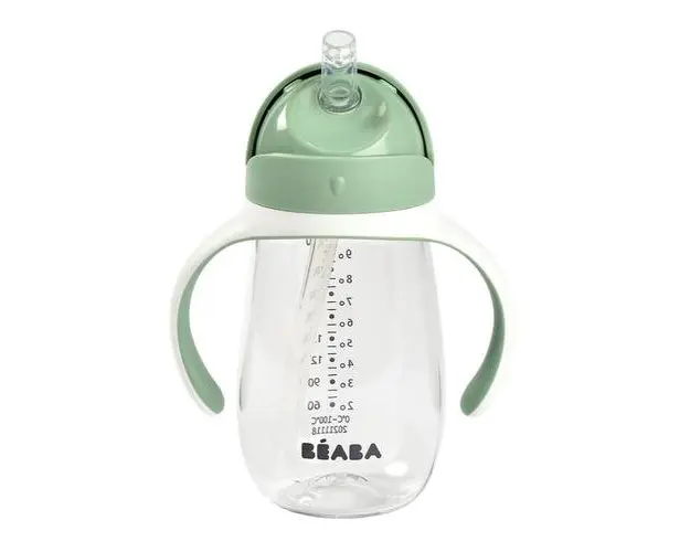 Cana cu pai din Tritan Beaba, 300 ml, Sage Green