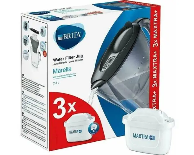 Cana filtrare apa Brita Marella, 2.4 L (Negru) + 3 filtre