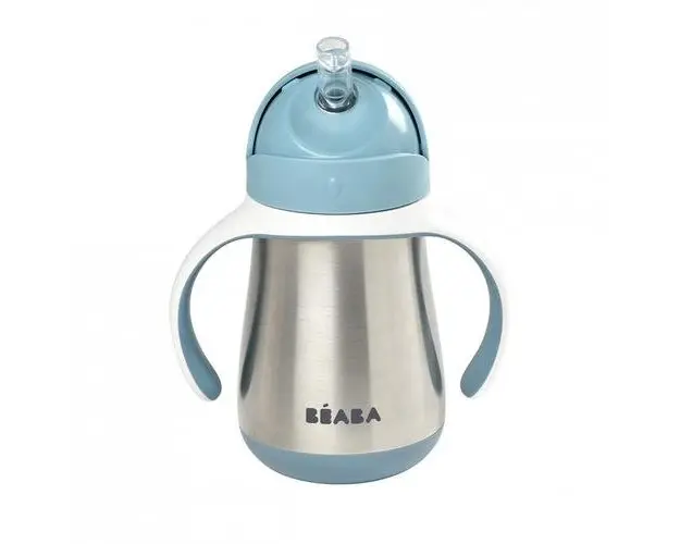 Cana inox cu pai Beaba 250ml - Albastru