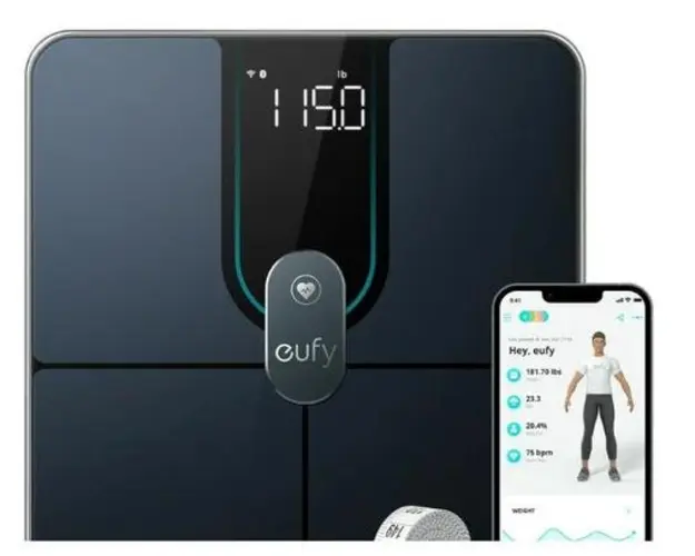 Cantar de baie eufy Smart Scale P2 Pro, Bluetooth, 3D Virtual Body Mod (Negru) 