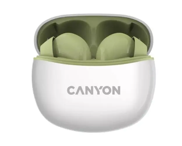 Casti True Wireless Canyon TWS-5, Bluetooth, In-Ear, Microfon (Alb/Verde)