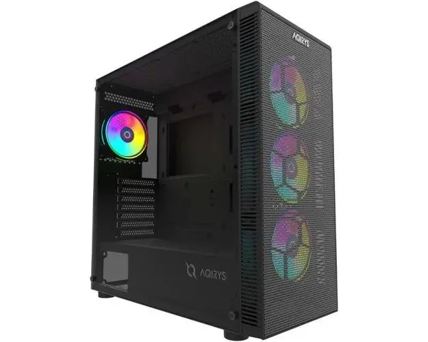 Carcasa AQIRYS Naos Pro, Mid Tower, panou lateral tempered glass (Negru)