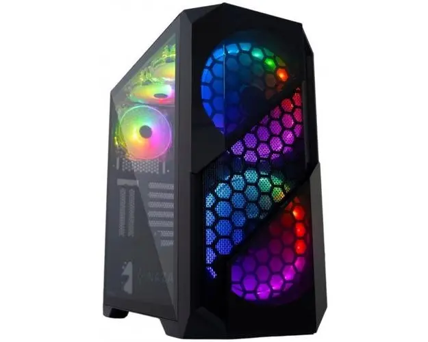 Carcasa Inaza Prism, Middle Tower, Iluminare ARGB, Tempered glass (Negru)