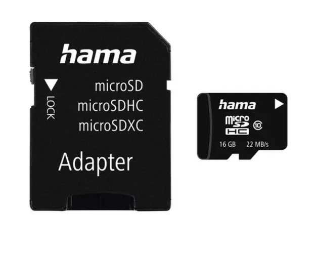 Card de memorie Hama micro SDHC, 16 GB + Adaptor