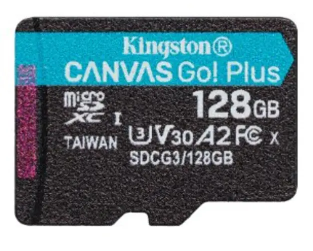 Card de memorie Kingston Canvas Go! Plus,MicroSDXC, 128GB, UHS-I, Class 10, U3, V30, A2 + Adaptor microSD