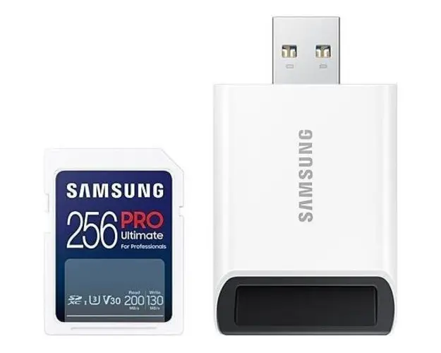 Card de memorie Samsung PRO Ultimate, 256GB, SDXC, UHS-I U3, V30, Adaptor USB inclus