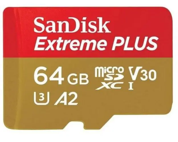 Card de memorie SanDisk Extreme Plus SDSQXBU-064G-GN6MA, MicroSDXC, 64GB, UHS-I U3, Clasa 10, V30 + Adaptor SD