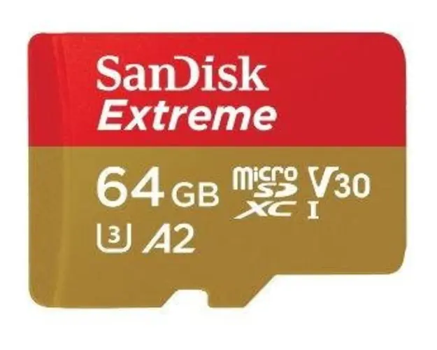 Card de memorie SanDisk Extreme MicroSDXC, 64GB, UHS-I U3, Clasa 10, V30 + Adaptor SD