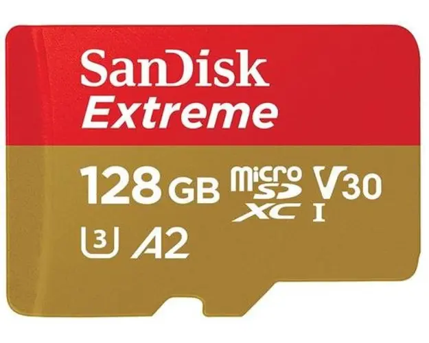 Card de memorie SanDisk Extreme MicroSDXC, 128GB, UHS-I U3, Clasa 10, V30 + Adaptor SD