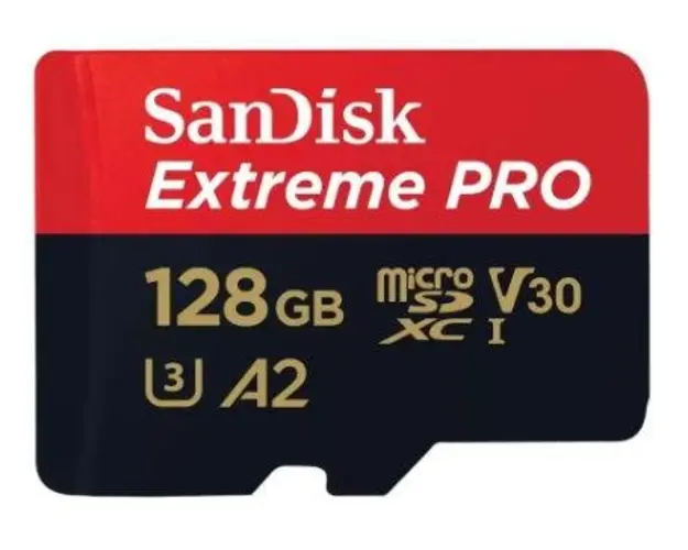 Card de memorie SanDisk Extreme PRO SDSQXCD-128G-GN6MA, MicroSDXC, 128GB, A2, UHS-I U3, V30 + Adaptor SD