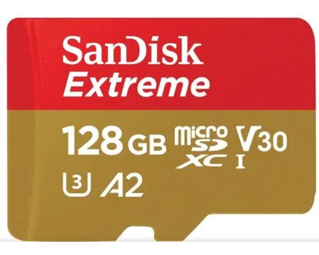 Card de memorie SanDisk Extreme SDSQXAA-128G-GN6AA, MicroSDXC, 128GB, UHS-I U3, Clasa 10, V30 + Adaptor SD