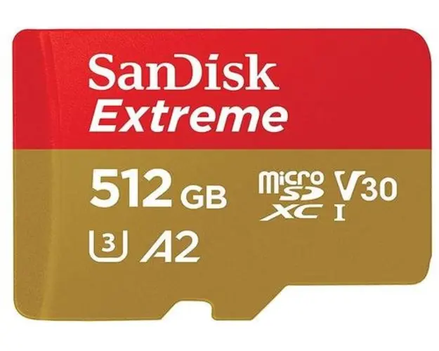 Card de memorie SanDisk Extreme MicroSDXC, 512GB, UHS-I U3, Clasa 10, V30 + Adaptor SD