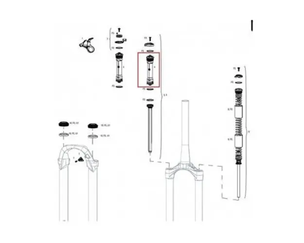 Cartus Compresie Furca Rock Shox XC30 B3-B4 (2018-2020)/JUDY TK B1 (2021), Crown Turnkey, Negru