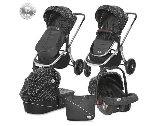 Carucior Lorelli Set 3 in 1 Ramona, 0-15 kg, 0-4 ani (Negru)
