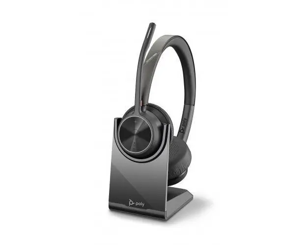 Casti Call Center Poly Voyager 4320 UC, Microfon, Wireless, USB-A + Stand de incarcare (Negru)