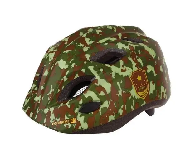 Casca Ciclism Copii Cu Led Polisport Army - 52-56 cm, S, Verde