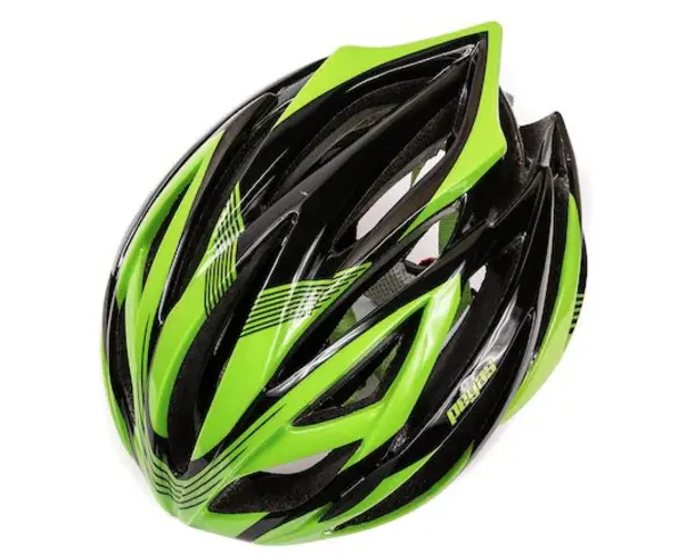 Casca Pegas Omu, material PC+EPS, tehnologie In Mold, ventilatie 21 de gauri, reglaj circumferinta cap, marime L (58-62), Gri/Verde