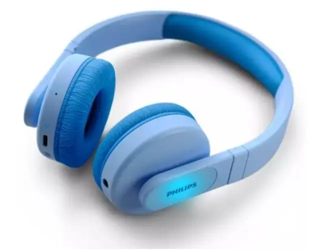 Casti Stereo Wireless Philips TAK4206BL/00, pentru copii, On-Ear, Bluetooth, redare 28 de h, incarcare rapida, microfon (Albastru)