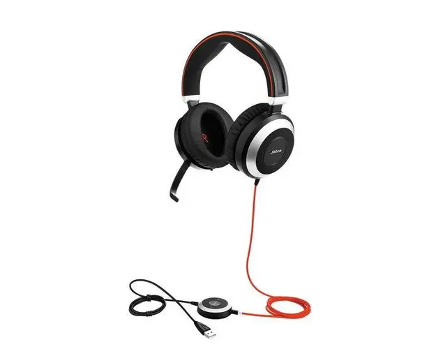 Casti cu Microfon Jabra Evolve 80 UC Duo, Jack 3.5mm, Active Noise Cancellation (Negru)