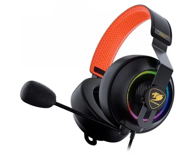Casti Gaming Cougar Phontum Pro Prix, iluminare RGB, Microfon, USB (Negru/Portocaliu)