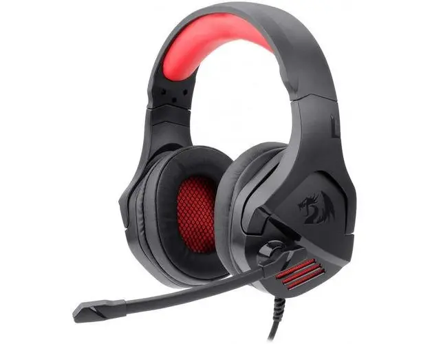 Casti Gaming Redragon Theseus, Jack 3.5 mm, Microfon, iluminare LED rosu (Negru)