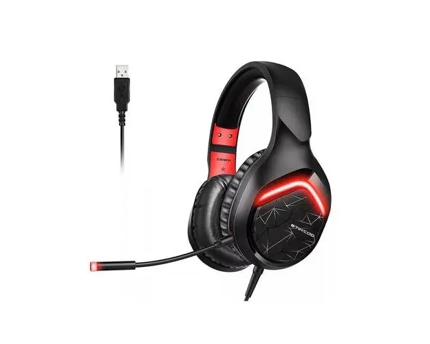 Casti gaming Somic GS301 7.1, Microfon, USB, iluminare LED rosu (Negru)