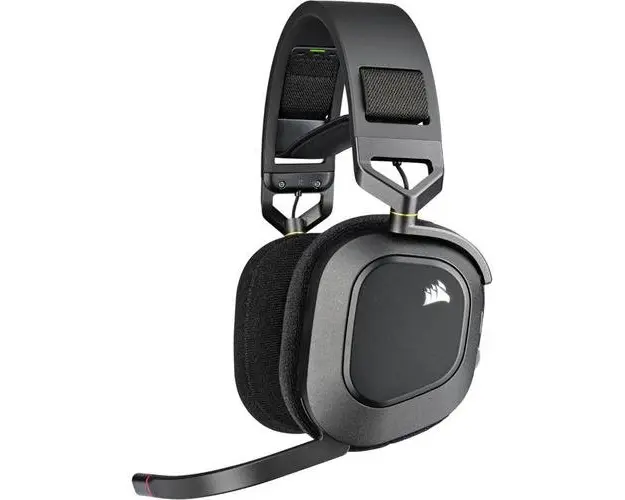 Casti Gaming Wireless Corsair HS80 RGB Carbon, iluminare RGB, USB, Dolby Atmos (Negru)