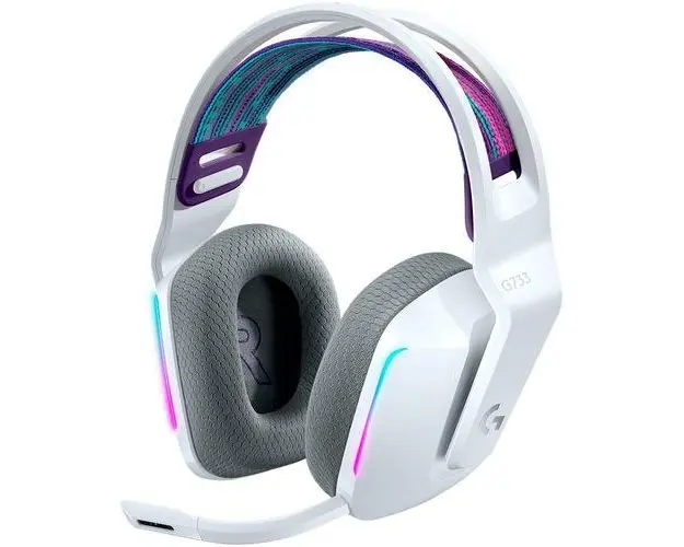 Casti Gaming Wireless LOGITECH G733, iluminare RGB, Microfon (Alb)