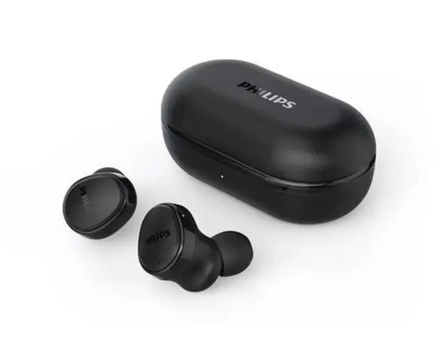 Casti True Wireless Philips TAT4556BK/00, IPX4, ANC, Microfon (Negru)
