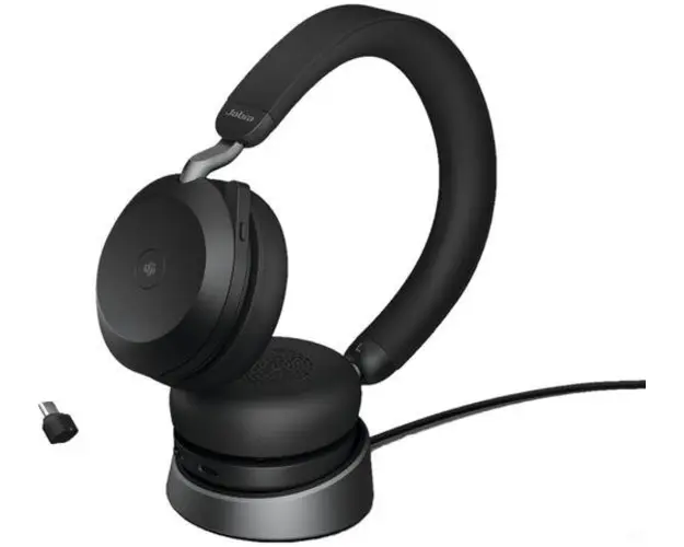 Casti Wireless Jabra Evolve2 75 MS Stereo, USB Type-C, Microfon, Stand (Negru)