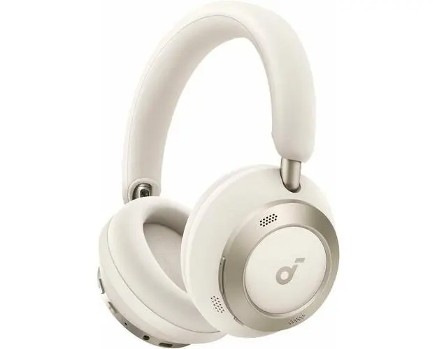 Casti Wireless Over-Ear Anker Soundcore Space One Pro, Adaptive Active Noise Cancelling, Hi-Res, 6 Microfoane, Bluetooth 5.3 (Alb)