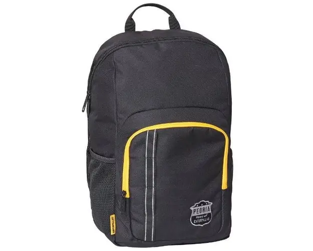 Ghiozdan scoala CATERPILLAR Mochilas Rpet Peoria, material 600D poliester, 25L (Negru/Galben)