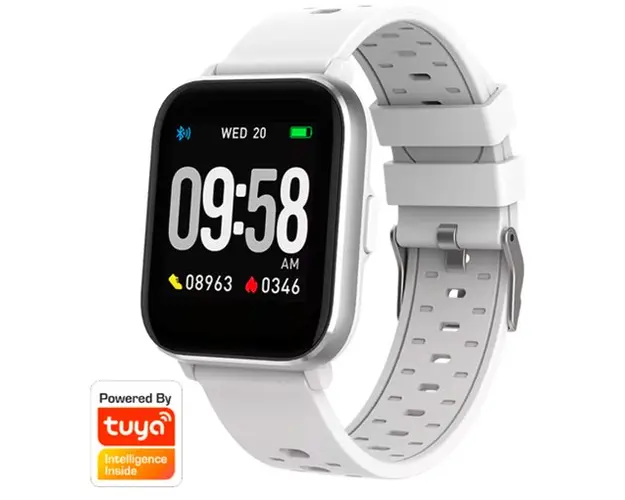 Ceas activity tracker Denver SW-164, Display IPS 1.4inch, Bluetooth, Bratara Silicon, Rezistent la apa IP68, compatibil Tuya, Android/iOS (Alb) 