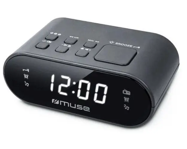 Radio cu ceas Muse M-10 CR, 2 alarme, radio PLL FM (Negru)