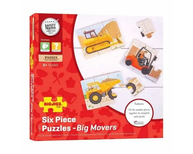 Set 3 puzzle din lemn BigJigs Vehicule pentru constructii BJ817
