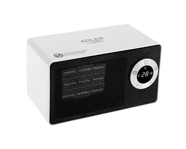Incalzitor ceramic cu LCD Adler 7746, 1000 W, 2 trepte putere, Temporizator, Control tactil (Alb)