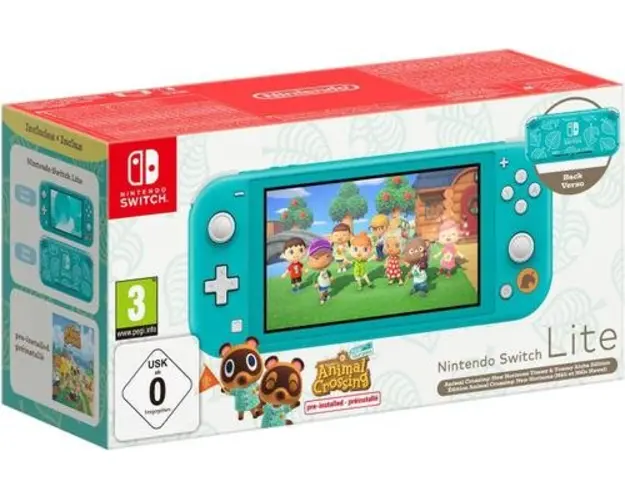 Consola NINTENDO Switch Lite, Bluetooth 4.1, USB Type-C, 32 GB (Turcoaz) + Joc Animal Crossing 