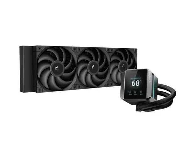 Cooler CPU DeepCool Mystique 360, iluminare RGB, Racire cu lichid, 3x120 mm, 2150 rpm, Ecran LCD 2.8inch, PWM (Negru)