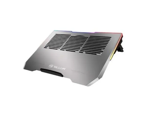 Cooler laptop Tellur Shade, 17.3inch, 3 ventilatoare, RGB LED, USB, USB-C, aluminiu (Gri)