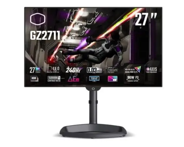 Monitor Gaming OLED CoolerMaster 27inch GZ2711, QHD (2560 x 1440), HDMI, DisplayPort, Boxe, Pivot, 240 Hz, 0.03 ms (Negru)