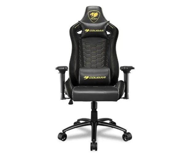 Scaun Gaming Cougar Outrider S Royal, Greutate maxima 120 kg, Cotiere ajustabile 4D (Negru/Galben)