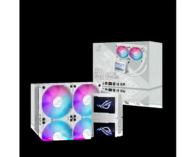 COOLER CPU AIO ASUS ROG RYUJIN III 240 ARGB, 2x 120mm, Racire cu lichid, Ecran LCD 3.5inch (Alb)