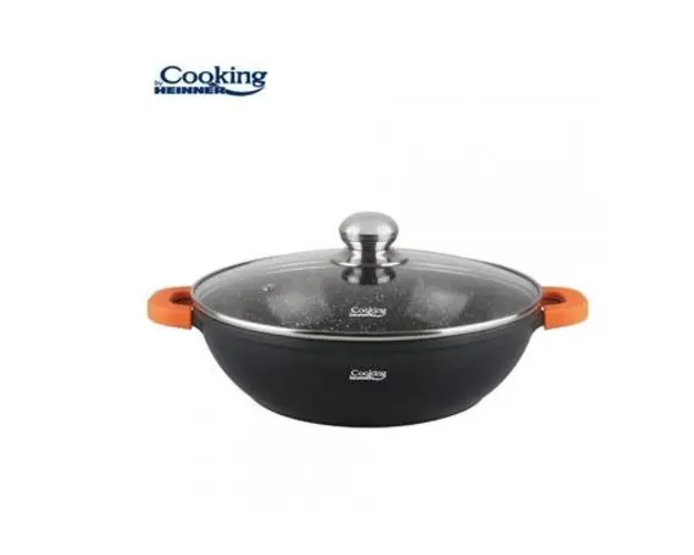 Cratita cu capac Heinner Dark Line HR-SCO-A28C, Aluminiu, 28 x 8 cm, 4.1 L (Negru)